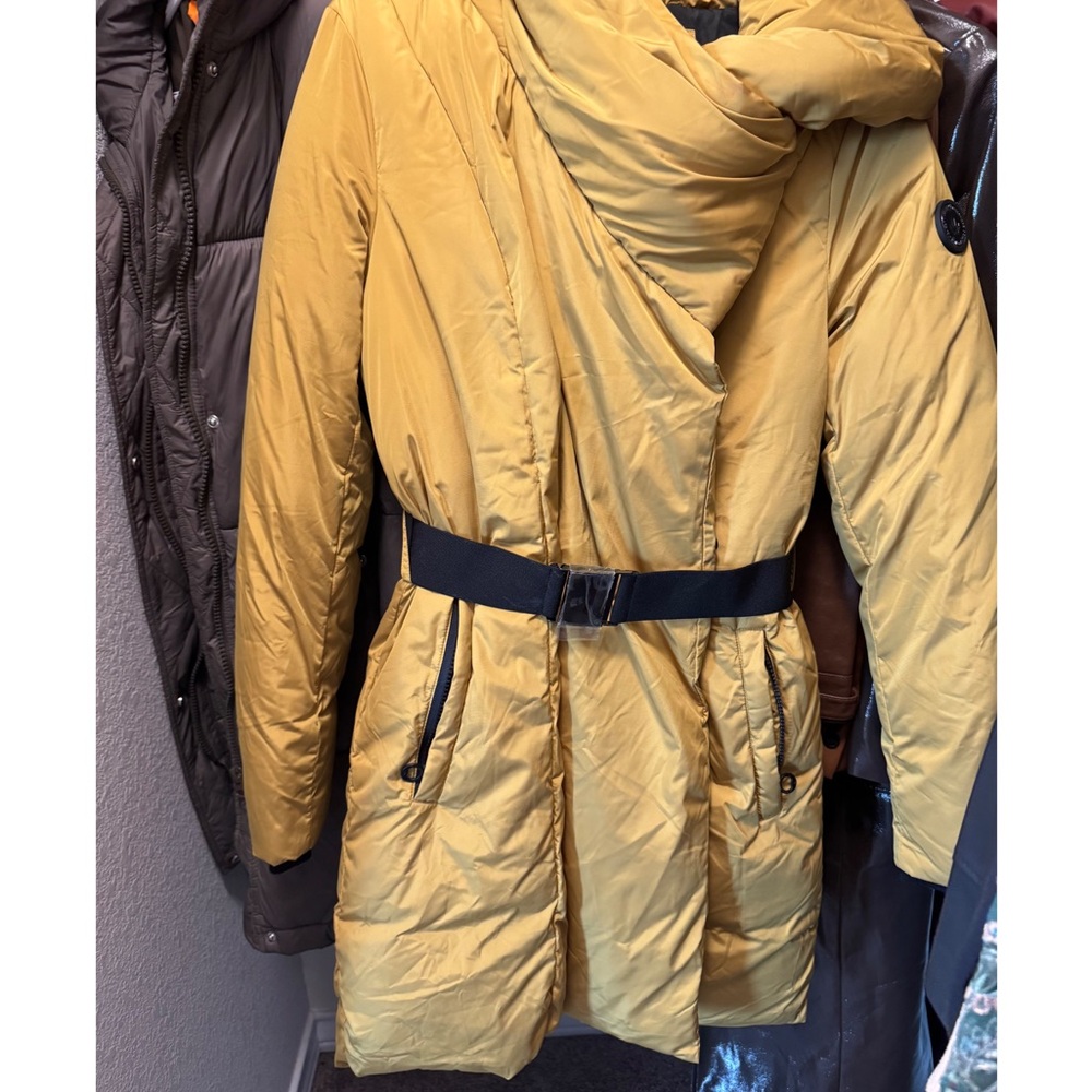 Yellow Belted Women's Winter Jacket